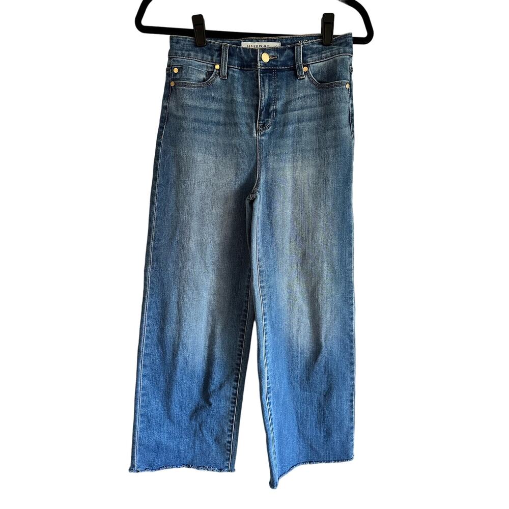 Liverpool Denim Women’s High Rise Cropped Wide Leg Jeans Size 25